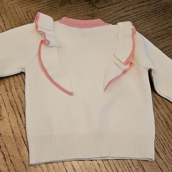White Sweater with Pink Ruffles Size 4/5 - Picture 6 of 7